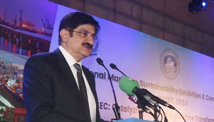 Sindh Chief Minister Syed Murad Ali Shah addresses an event on September 13, 2024. — Facebook@SindhCMHouse