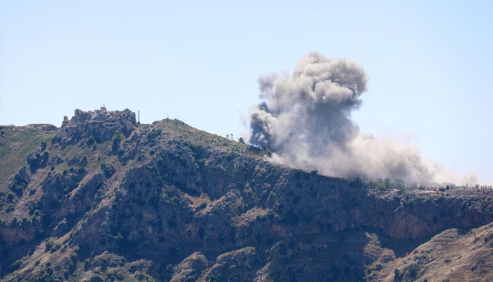 Smoke rises near Beaufort Castle which was captured by Israeli forces, as seen from Marjayoun, southern Lebanon.—Reuters