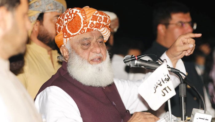 Emir Jamiat Ulema-e-Islam (JUIF) Maulana Fazlur Rehman addressing the ‘Rights of Balochistan and Protection of Madrasas Conference’ in Pishin on June 5, 2026. — Facebook@MoulanaOfficial