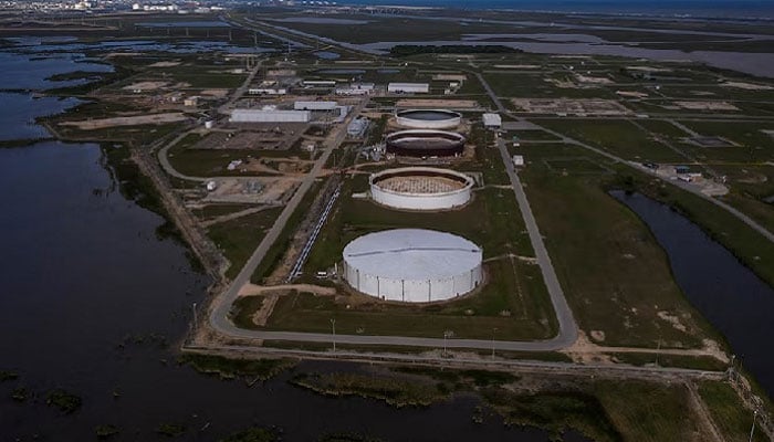 The Bryan Mound Strategic Petroleum Reserve, an oil storage facility, is seen in this aerial photograph over Freeport, Texas, U.S., April 27, 2020.— Reuters