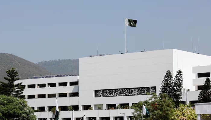 A general view of the parliament building in Islamabad, March 25, 2022. — Reuters