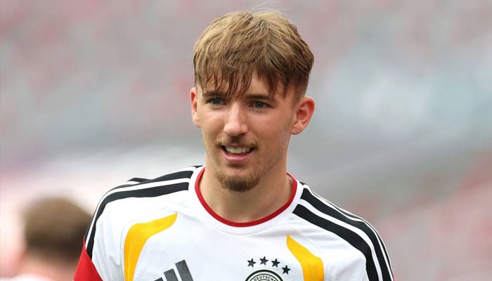 Lennart Karl of Germany looks on during a Team Germany Training session at Soldier Field on June 05, 2026 in Chicago, Illinois. —AFP