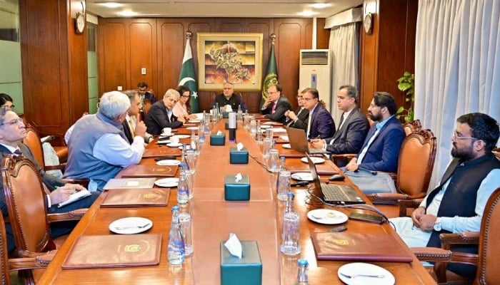 Deputy Prime Minister Foreign Minister Ishaq Dar speaks during a meeting with Pakistan Peoples Party (PPP) leaders in Islamabad, June 3, 2026. — X/@DPM_PK