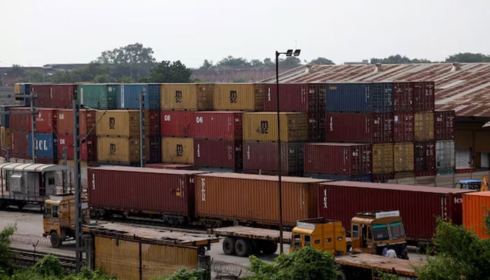 Shipping containers are parked at Thar Dry Port in Sanand in the western part of Gujarat, India, August 27, 2025.—Reuters