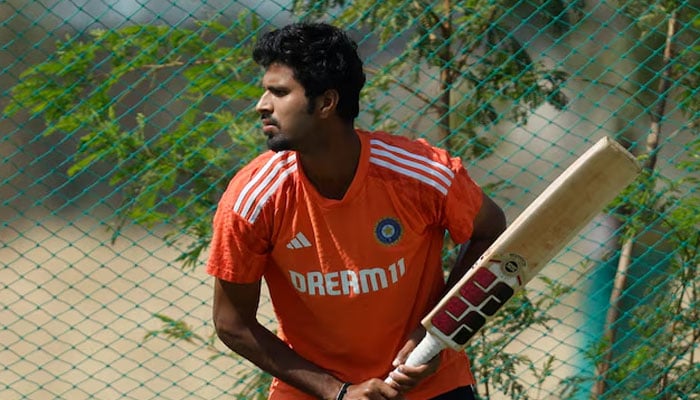 Indias Washington Sundar during practice. —Reuters/File