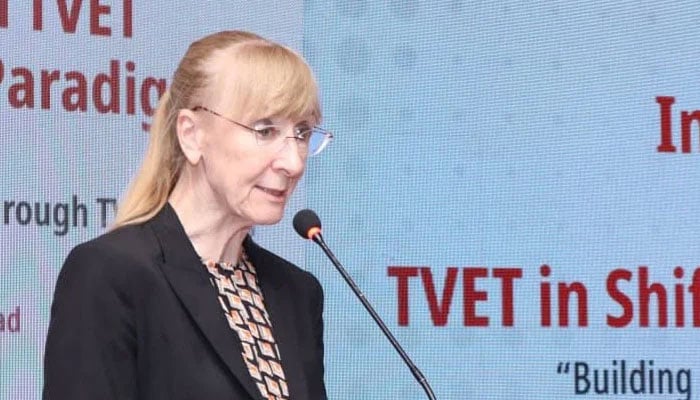 The Ambassador of the Federal Republic of Germany, Ina Lepel speaks during an event. — Facebook@GermanEmbassyIslamabad/File