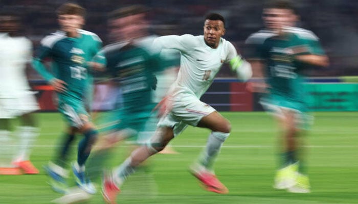 France’s forward Kylian Mbappe runs for the ball during the international friendly between France and North Ireland at the Decathlon Arena — Pierre Mauroy stadium in Villeneuve-d’Ascq, northern France on Monday. —AFP