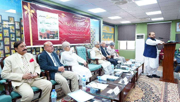 Federal Minister for National Heritage and Culture Division, Aurangzeb Khan Khichi (right), addresses the ceremony on June 9, 2026. — APP