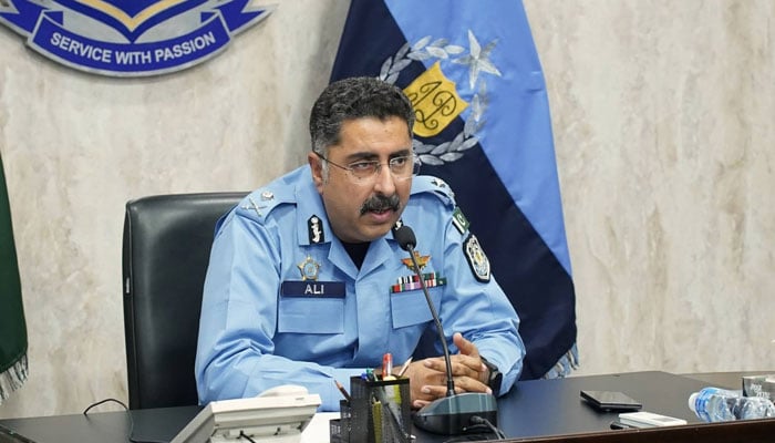Inspector General of Police (IGP) Islamabad Syed Ali Nasir Rizvi chairs a high-level meeting at the Central Police Office on June 5, 2026. — APP