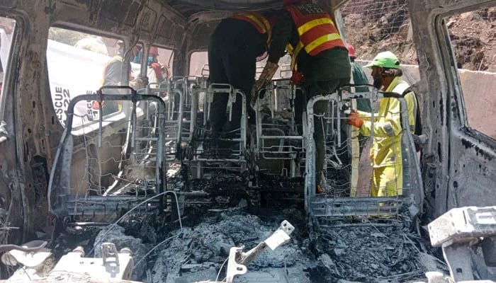 10 of a family killed as van catches fire near Murree