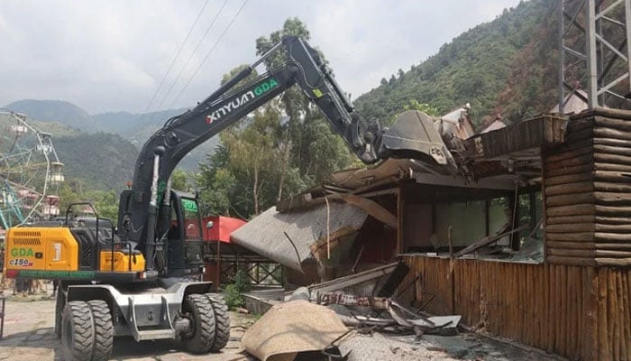 Anti-encroachment operation in progress removed illegal encroachment near Harno, Abbottabad in KP on July 3, 2025. — FacebookDC.Abbottabad