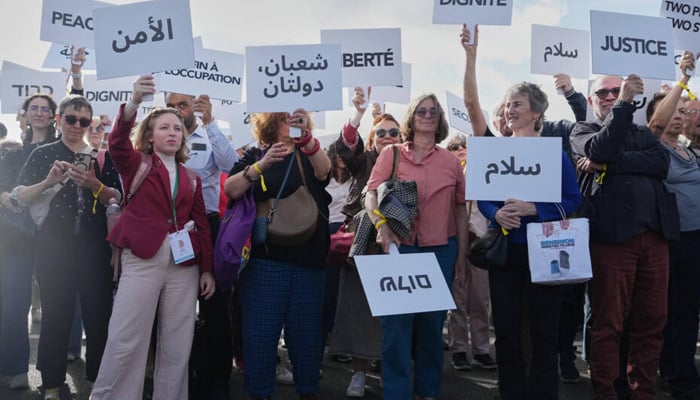 Representatives of Palestinian and Israeli civil society called on G7 leaders to urgently take action. — AFP/File
