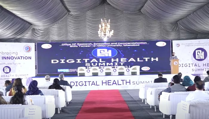 Office of Research, Innovation and Commercialization, Shifa Tameer-e-Millat University, in collaboration with MICD and TISC, hosts Digital Health Summit 4.0 under the theme Embracing Digital Innovation for Healthcare Future. — Screengrab via Facebook/@stmu.edu.pk