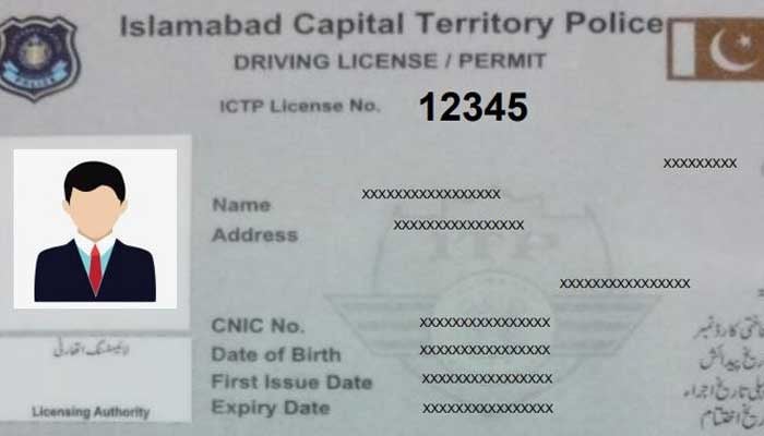 Representational image shows driver licence format issued by Islamabad Capital Territory Police. — islamabadpolice.gov.pk/File