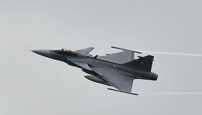 A Royal Thai Air Force JAS 39 Gripen fighter jet maneuvers during a show at Chulaporn military camp opened to the public for Thailands National Childrens Day in the southern province of Narathiwat on January 10, 2026.—AFP