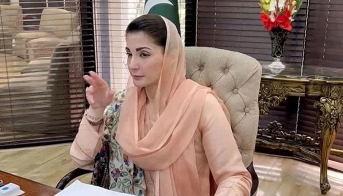 Punjab Chief Minister Maryam Nawaz Sharif addresses the meeting at Civil Secretariat on February 27, 2024. — NNI