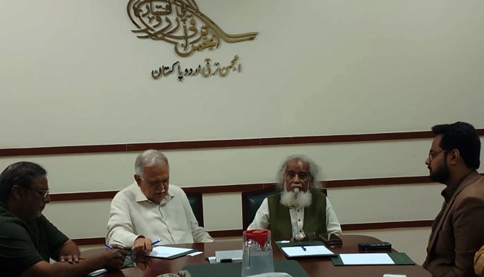 This representational image shows a meeting of the Anjuman Taraqqi-e-Urdu Pakistan (ATUP). — Facebook@AnjumanTarraqiUrdu/File