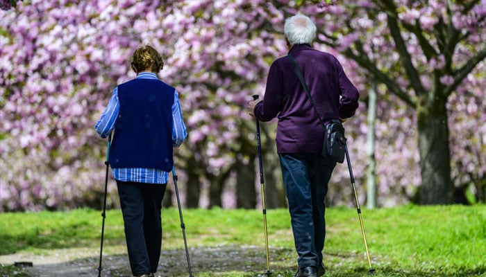 A representational image shows an old couple walking. —AFP/File