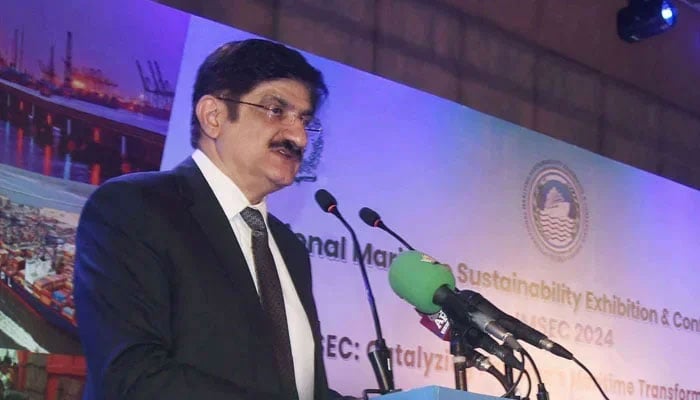 Sindh Chief Minister Syed Murad Ali Shah addresses an event on September 13, 2024. — Facebook@SindhCMHouse