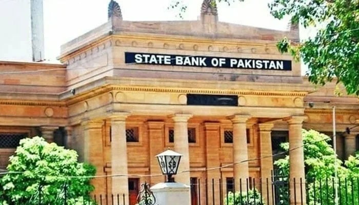 The facade of the State Bank of Pakistans building in Karachi. — AFP
