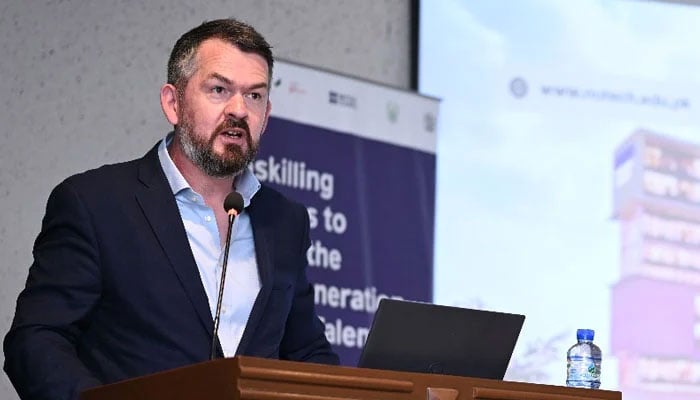 James Hampson, Country Director, British Council Pakistan, speaks during an event on December 3, 2025. — Facebook@BritishCouncilPakistan