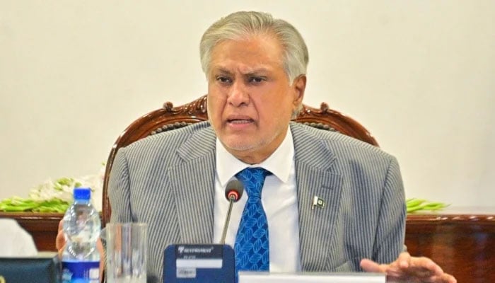 Deputy Prime Minister and Foreign Minister Ishaq Dar is addressing an event in Islamabad on May 14, 2026. — X@MIshaqDar50