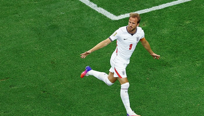 Englands Harry Kane celebrates scoring their second goal. — Reuters/File