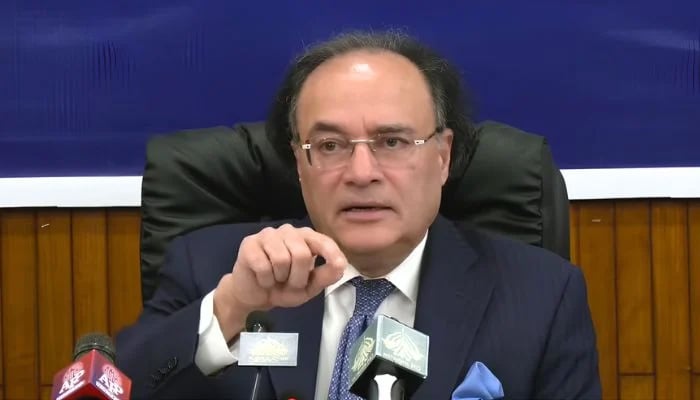 Finance Minister Muhammad Aurangzeb presents the Economic Survey for FY2025-26 in Islamabad on June 11, 2026. — Screengrab via Geo News