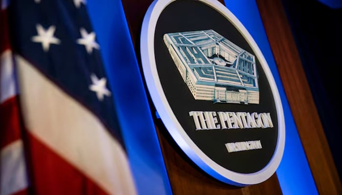 The Pentagon logo is seen behind the podium in the briefing room at the Pentagon in Arlington, Virginia, US, January 8, 2020. — Reuters