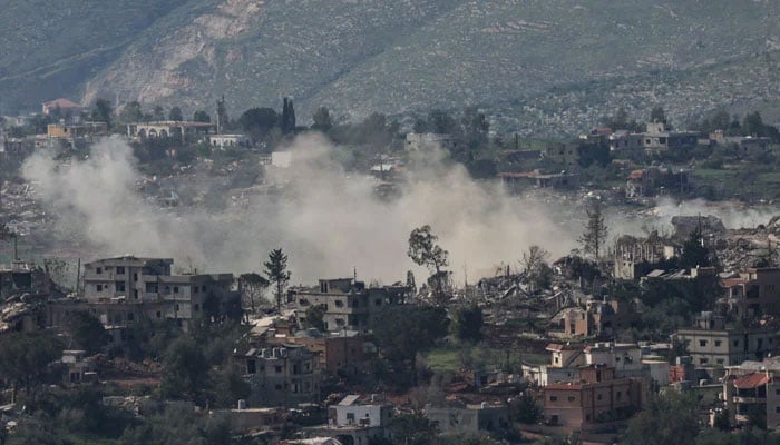 Smoke rises in Lebanon following an Israeli strike, as seen from the Israeli side of the Israel-Lebanon border, in northern Israel, April 26, 2026. — Reuters