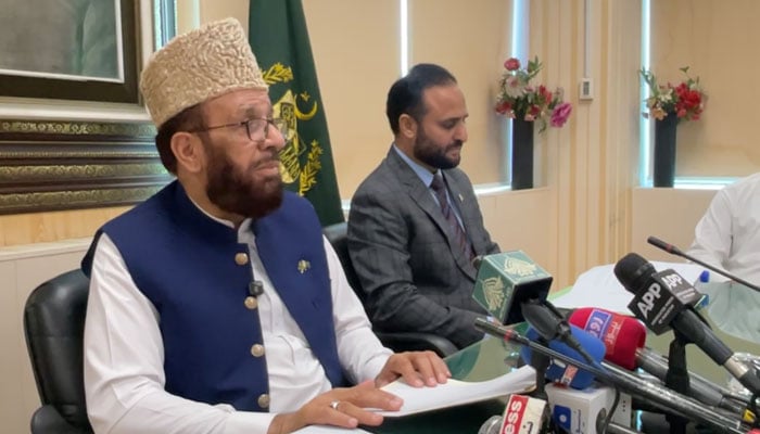 Minister for Religious Affairs and Interfaith Harmony Sardar Muhammad Yousaf addresses a news conference in Islamabad on June 22, 2026. — Screengrab via Facebook@SMYousafofficial