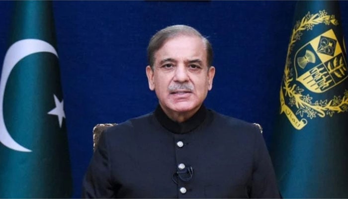 Prime Minister Shehbaz Sharif addresses the nation in Islamabad, on August 13, 2022. — Prime Ministers Office