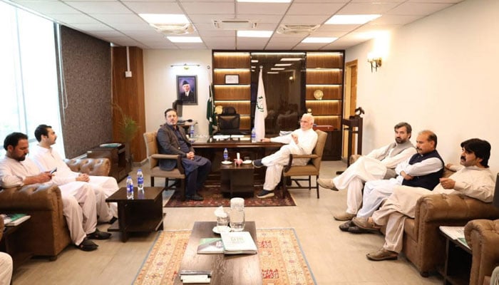 Adviser to the Chief Minister on Industries, Hamayun Khan, in a meeting with the members of the Board of Directors (BoD) of KPEZDMC on June 23, 2026. — Facebook@KPEZDMC