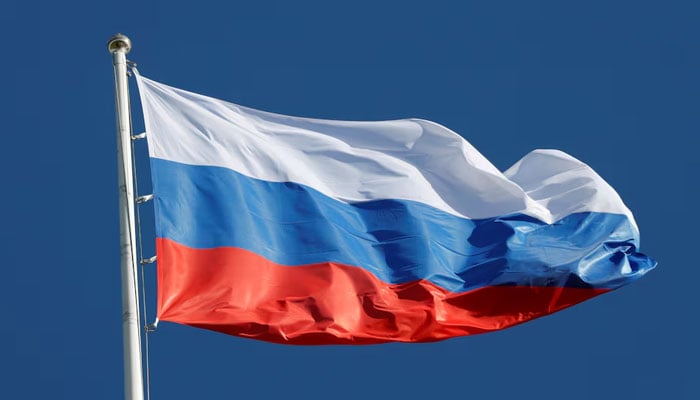 A view shows the state flag of Russia before a meeting of Russian President Vladimir Putin with French President Emmanuel Macron in St. Petersburg, Russia May 24, 2018. — Reuters