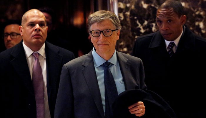 Microsoft founder Bill Gates exits through the lobby at Trump Tower in Manhattan, New York City, US, December 13, 2016. — Reuters