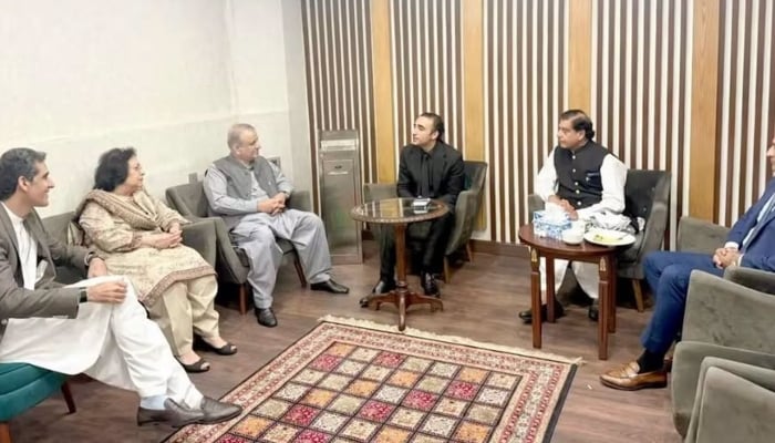 Chairman Pakistan Peoples Party Bilawal Bhutto Zardari meets President Istehkam-e-Pakistan Party (IPP) and Minister for Communications Abdul Aleem Khan — Facebook@PervezAshrafPPP/File