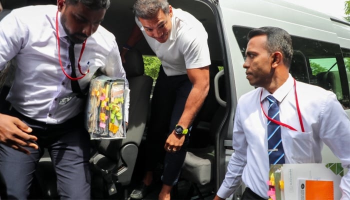 Yoshitha Rajapaksa, son of former president of Sri Lanka Mahinda Rajapaksa, who was arrested by the Commission to Investigate Allegations of Bribery and Corruption (CIABOC), arrives at Hulftsdorp Chief Magistrates Court in Colombo, Sri Lanka, June 17, 2026. — Reuters