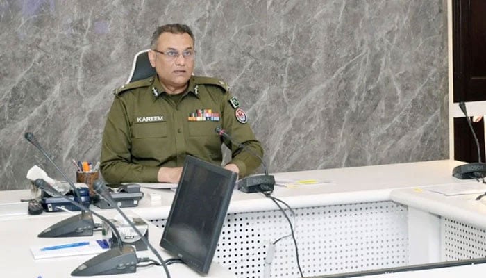 Inspector General of Police (IGP), Punjab, Abdul Kareem is seen during a meeting at the Central Police Office on February 26, 2026. — Facebook@punjabpolicecpo