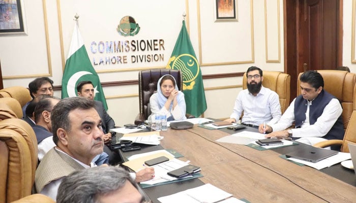 Commissioner Lahore Division Marryam Khan chairs a  meeting on partition cases and revenue matters on June 30, 2026. — Facebook@commissionerlahoredivision