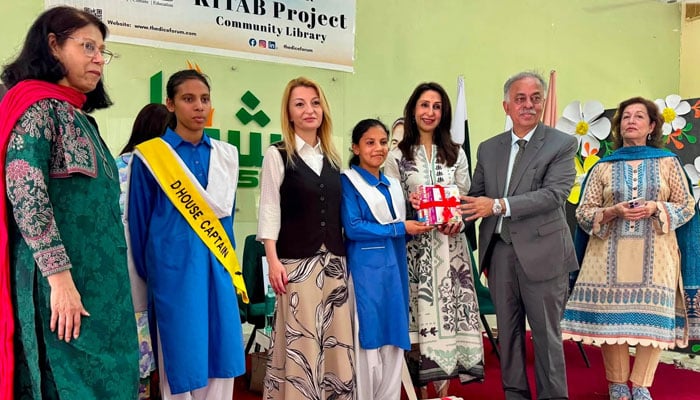 Irena Gancheva, Ambassador of Bulgaria to Pakistan, attends the ceremony at Mashal School on June 30, 2026. — Facebook@tallat.azim