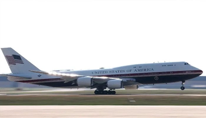 The new Air Force One with US, President Donald Trump on board, departs for North Dakota on July 01, 2026 at Joint Base Andrews in Maryland, the US. — AFP