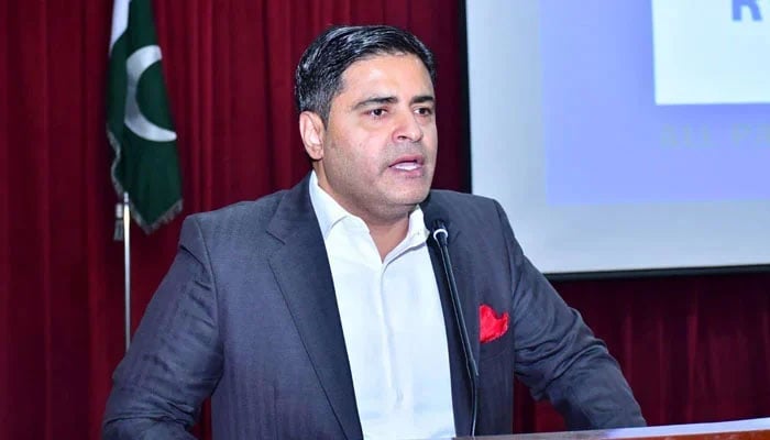 Patron-in-Chief APJCC and former president ICCI, Ahsan Zafar Bakhtawari, addresses an event on May 15, 2024. — Facebook@Ahsan Bakhtawari official
