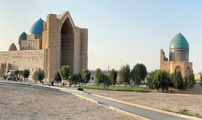 Khodja Ahmed Yasawi (left) and Rabiya Sultan Begim (right) Mausoleums. — Photos by the author