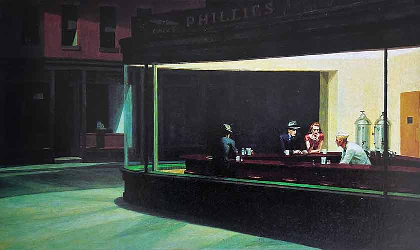 Nighthawks, 1942 by Edward Hopper.