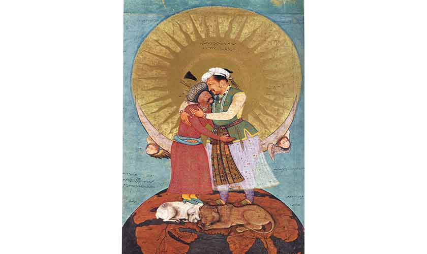 Emperor Jehangirs Dream, Mughal miniature by Abul Hasan, 1615.