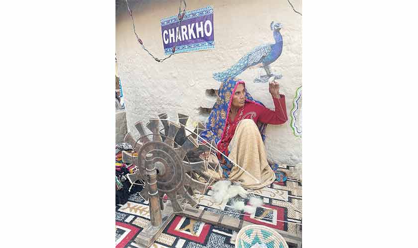 A traditional way of making threads using Charkha. — Photos by the author