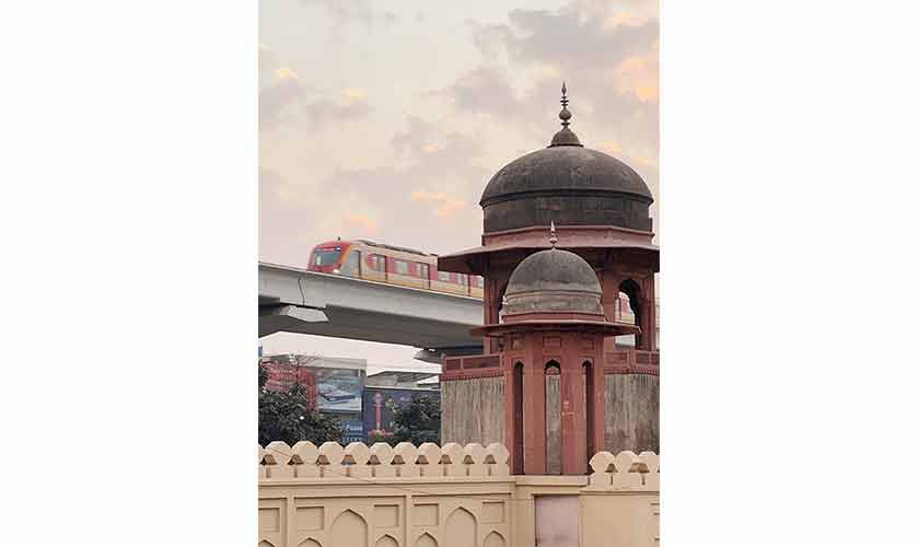 Orange Train near Shalamar Garden.