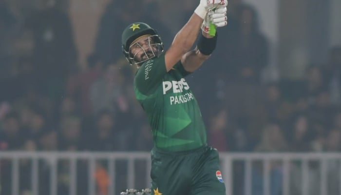 Pakistans Sahibzada Farhan plays a shot during their T20I tri-series game against Sri Lanka in Rawalpindi, November 22, 2025. — PCB