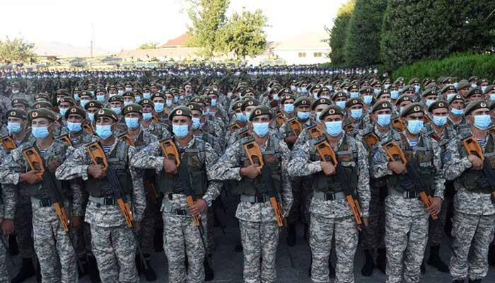 Tajik service members line up during a parade following a nationwide military exercise, in Dushanbe, Tajikistan.— Reuters/File
