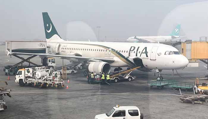 A Pakistan International Airlines (PIA) plane at Allama Iqbal International Airport in Lahore, Pakistan January 29, 2024. — Reuters